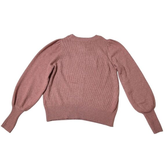 Adyson Parker Womens Ribbed Knit Pullover Sweater S Blouson Sleeves Dusty Rose - Picture 2 of 8